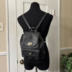 Coach Black Leather Mini Turnlock Rucksack Backpack